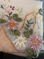 Vintage antiek geborduurd embroid kleed zijde tafelkleed, Antiek en Kunst, Ophalen of Verzenden