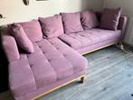 Paarse hoekbank - 2,35m - Gebruiksporen, Huis en Inrichting, Ophalen, Gebruikt, Hoekbank, Stof