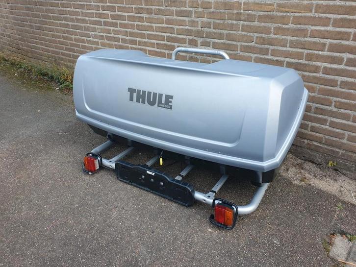 GOED ONDERHOUDEN THULE backup900 trekhaakbox+fietsendrager, Auto diversen, Fietsendragers, Zo goed als nieuw, Trekhaakdrager, 2 fietsen