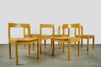 Vintage eiken eettafelstoelen met rieten zitting Geytenbeek, Riet of Rotan, Gebruikt, Bruin, Vintage modern