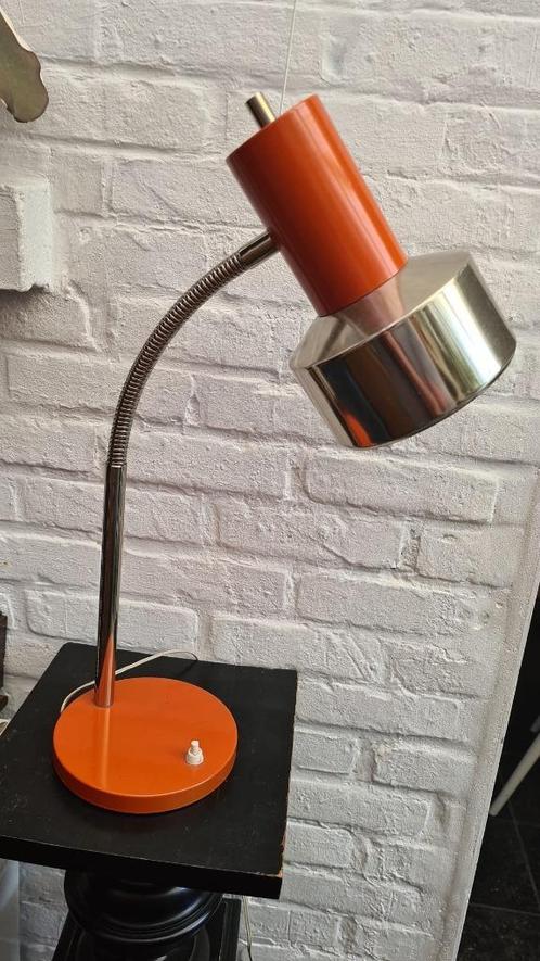 Les ateliers Boulanger, bureaulamp oranje chroom, 60/70s, Huis en Inrichting, Lampen | Tafellampen, Gebruikt, Minder dan 50 cm