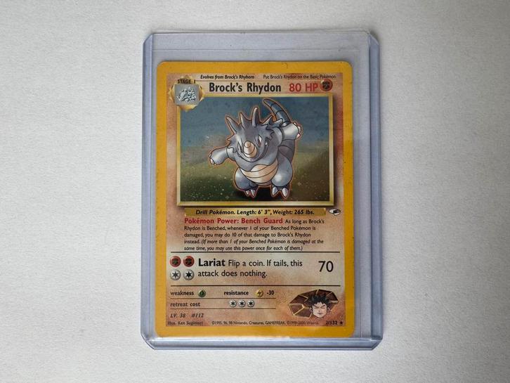 Brock’s Rhydon Holo 2/132 Gym Heroes WOTC, Hobby en Vrije tijd, Verzamelkaartspellen | Pokémon, Zo goed als nieuw, Ophalen of Verzenden