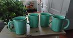 Vintage mokken - bekers - mintgroen - groen - 4 stuks, Keramiek, Ophalen of Verzenden, Zo goed als nieuw, Overige stijlen