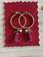 Nieuw! Statement oorbellen / Bedel party - goud / paars, Ophalen of Verzenden, Nieuw, Paars, Overige materialen
