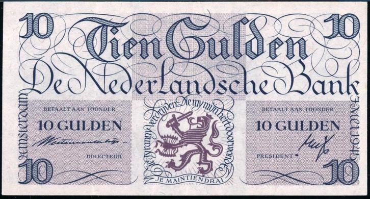 10 Gulden 1945 ‘Lieftinck tientje' - 7DZ084486, Postzegels en Munten, Bankbiljetten | Nederland, Los biljet, 10 gulden, Ophalen of Verzenden