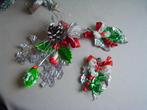 Oude gekleurde kerstcorsages kerstdecoratie, Diversen, Ophalen of Verzenden, Gebruikt