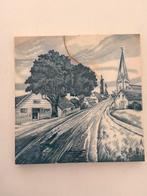 Vintage Tegeltje 15x15cm - Dorpsgezicht, Ophalen of Verzenden