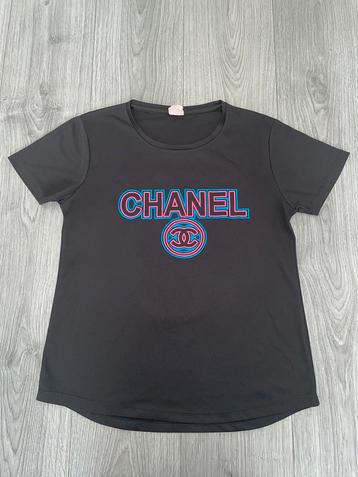 dames zwart sport stof t-shirt met coco number 5 opdruk mt M beschikbaar voor biedingen