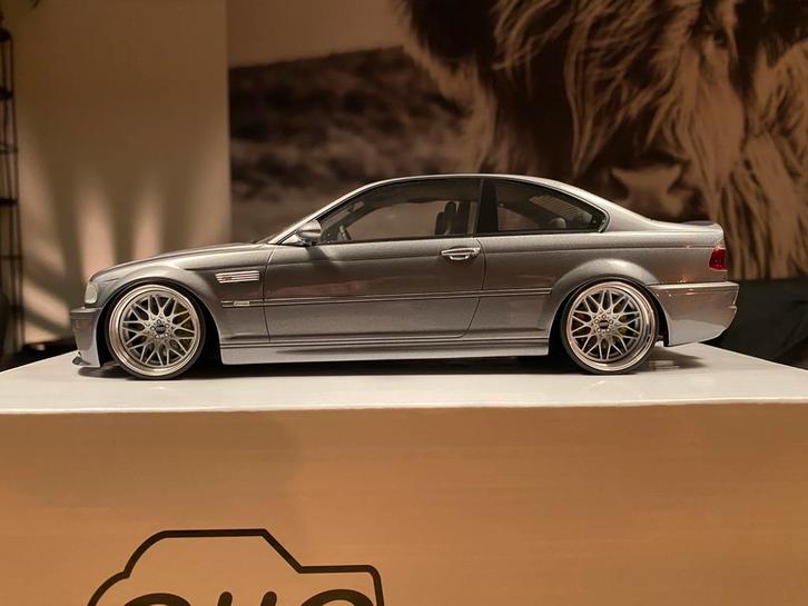 Uniek ! 1:18 BMW M3 E46 Zilvergrijs met 19 inch BBS velgen !, Hobby en Vrije tijd, Modelauto's | 1:18, Zo goed als nieuw, Auto