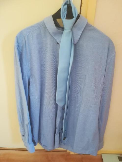 1 overhemdmet bijpassende stropdas, 1 losse stropdas, Kleding | Heren, Overhemden, Zo goed als nieuw, Halswijdte 43/44 (XL), Blauw