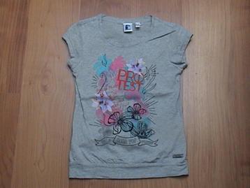 PROTEST grijs t-shirt + leuke opdruk bloemen, tekst 128 ZGAN beschikbaar voor biedingen