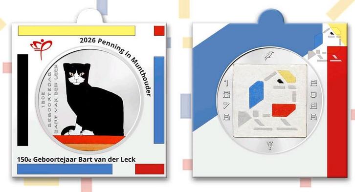 Holland Coin Fair Bart van der Leck penning in munthouder, Postzegels en Munten, Munten | Nederland, Koningin Beatrix, Ophalen of Verzenden