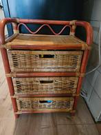 Vintage bamboe ladenkast, Huis en Inrichting, Kasten | Ladekasten, Ophalen, Minder dan 50 cm, Gebruikt, 3 of 4 laden