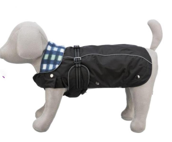 Zwarte Trixie hondenjas met warme fleecevoering (groen/blauw, Dieren en Toebehoren, Hondenkleding, Zo goed als nieuw, Hondenjas