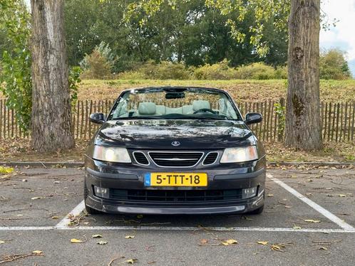 Saab 93 Aero Cabriolet 2004 | Espresso Black Metallic, Auto's, Saab, Particulier, Benzine, Cabriolet, Geïmporteerd, Zwart, Ophalen