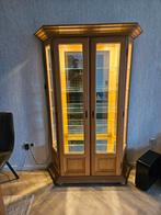 Blank eiken vitrinekast met verlichting, Ophalen, Gebruikt, 100 tot 150 cm, 150 tot 200 cm