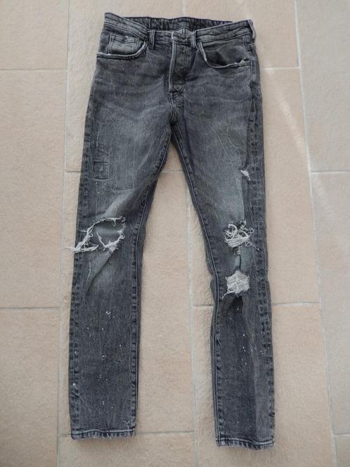 * H&M zwart grijze skinny denim trashed jeans maat 32 / 32 *, Kleding | Heren, Spijkerbroeken en Jeans, Nieuw, W32 (confectie 46) of kleiner