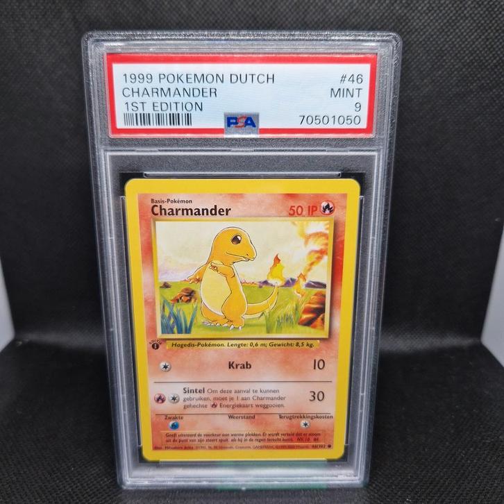 Charmander 1st Edition NL PSA 9, Hobby en Vrije tijd, Verzamelkaartspellen | Pokémon, Zo goed als nieuw, Ophalen of Verzenden