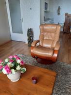 Relaxfauteuil van leer, Ophalen, Gebruikt, Minder dan 75 cm, Hout
