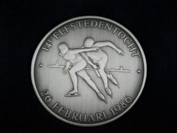 Zilveren penning Elfstedentocht 26 Februari 1986 Friesland beschikbaar voor biedingen