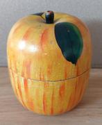 VINTAGE HOUTEN APPEL POT-GEEL/RODE APPEL-FRUIT DECORATIE, Huis en Inrichting, Woonaccessoires | Overige, Verzenden, Gebruikt