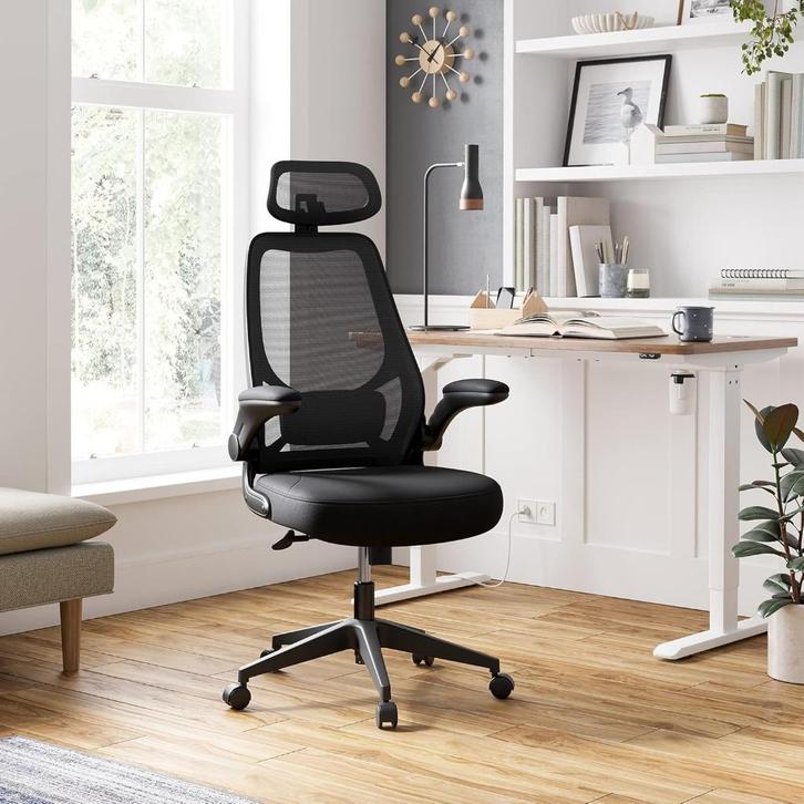 Bureaustoel, ergonomische stoel-Zwart OBN087B01, Huis en Inrichting, Bureaustoelen, Nieuw, Bureaustoel, Zwart, Ergonomisch, Ophalen