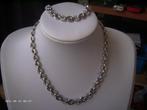 Een Zilverkleurige Sieraden Set met Strass steentjes, Verzenden, Overige materialen, Ketting