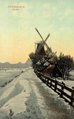 Groningen Reitdiep - sneeuw molen - ongelopen, Ophalen of Verzenden, 1920 tot 1940, Ongelopen, Groningen