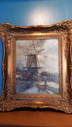 Hollandse molen in de winter, Antiek en Kunst, Kunst | Schilderijen | Klassiek, Ophalen of Verzenden