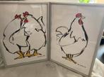 Ellen Meuwese Zeefdrukken - Kip en Kussende Kippen, Ophalen of Verzenden