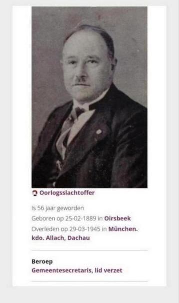 WW2 Oirsbeek Fleisscheur -Vucht  allach Dachau  SS afgevoerd beschikbaar voor biedingen