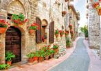 Italiaans straatje fotobehang, Italie, bloemenstraat, Verzenden, Minder dan 10 m², Italie, sfeer, bloemenstraat, vakantie