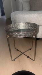 Oosters zilveren bijzettafel met spiegel en glitter, Huis en Inrichting, Tafels | Bijzettafels, Ophalen, Minder dan 45 cm, Minder dan 55 cm