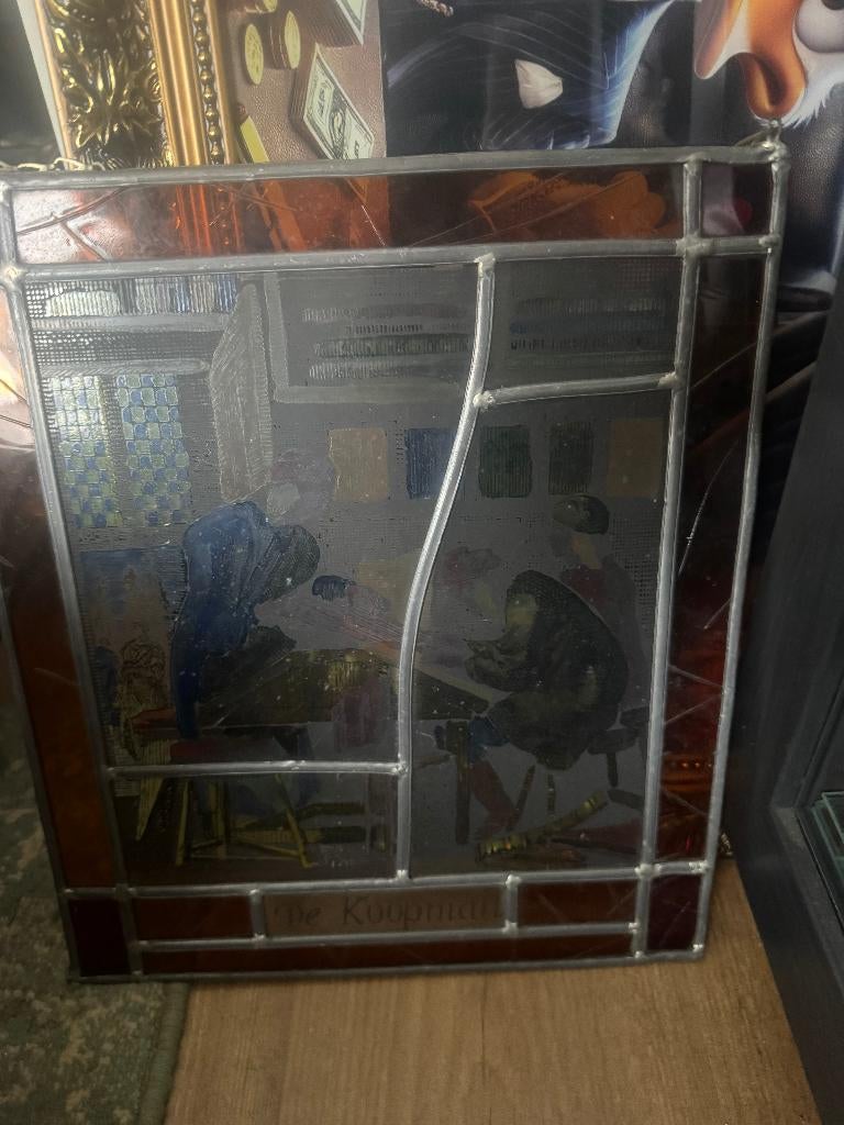 hanglijst van glas in lood genaamd koopman, Ophalen of Verzenden