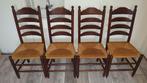 4 nette eettafel stoelen met rieten zitting, Vier, Gebruikt, Bruin, Hout