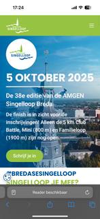 AANGEBODEN: Startbewijs halve marathon Singelloop Breda, Eén persoon, Oktober