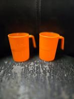 Set van 2 vintage bekers oranje H 9.5 cm Doorsnee 7 cm, Ophalen, Overige materialen, Gebruikt, Overige typen