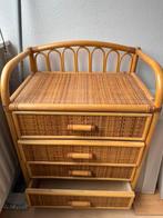Vintage rotan bamboe ladekast, Overige materialen, Gebruikt, 3 of 4 laden, Minder dan 100 cm