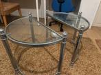 Glazen bijzettafel set - zilverkleurig, Huis en Inrichting, Tafels | Bijzettafels, Minder dan 45 cm, Minder dan 55 cm, Gebruikt