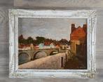 Schilderij # Dorp aan de rivier, Antiek en Kunst, Ophalen of Verzenden