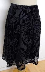 Mooie silk/viscose zwarte fluweel/kant look rok! M, Verzenden, Zo goed als nieuw, Maat 38/40 (M), Zwart