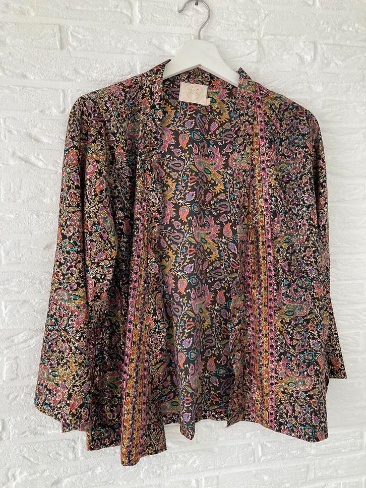 Kimono T1 Blouse goud print - vintage look romy anna sissel, Kleding | Dames, Blouses en Tunieken, Zo goed als nieuw, Maat 36 (S)