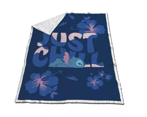 Stitch Fleece Deken Sherpa - Disney Woondeken Blauw, Kinderen en Baby's, Kinderkamer | Beddengoed, Nieuw, Deken of Dekbed, Blauw