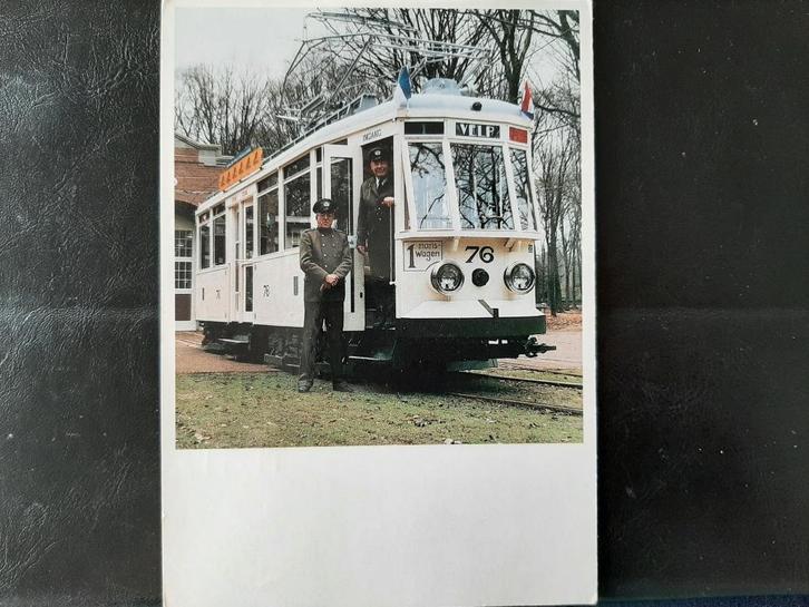 Arnhemse tram, Geta 76 met conducteur en wagenvoerder,, Verzamelen, Spoorwegen en Tramwegen, Gebruikt, Tram, Kaart of Prent, Verzenden