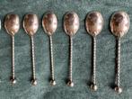 12 mooie verzilverde theelepeltjes gedraaid met stijlappel, Antiek en Kunst, Ophalen of Verzenden