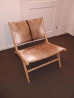 Als nieuw prachtig met geitenhuid bekleede fautuil van teak, Ophalen, Nieuw, 75 tot 100 cm, 50 tot 75 cm