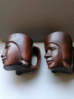 Vintage Houten Drinkbekers - Handgesneden, Ophalen