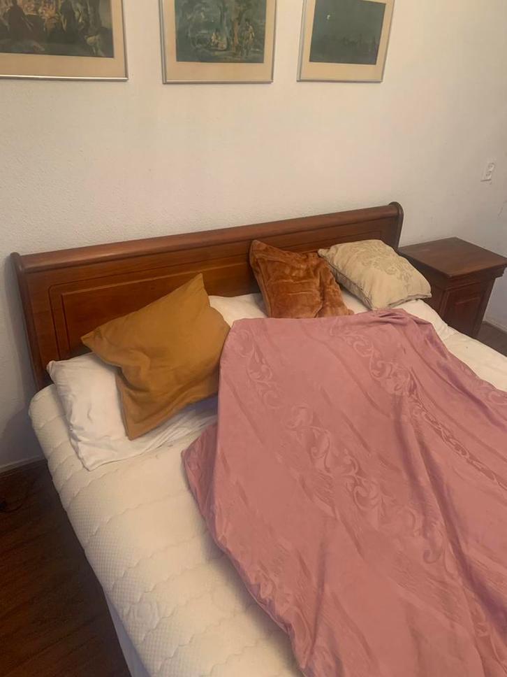 Houten Bedframe met nachtkastjes, Huis en Inrichting, Slaapkamer | Bedden, Zo goed als nieuw, Tweepersoons, 160 cm, 200 cm, Hout