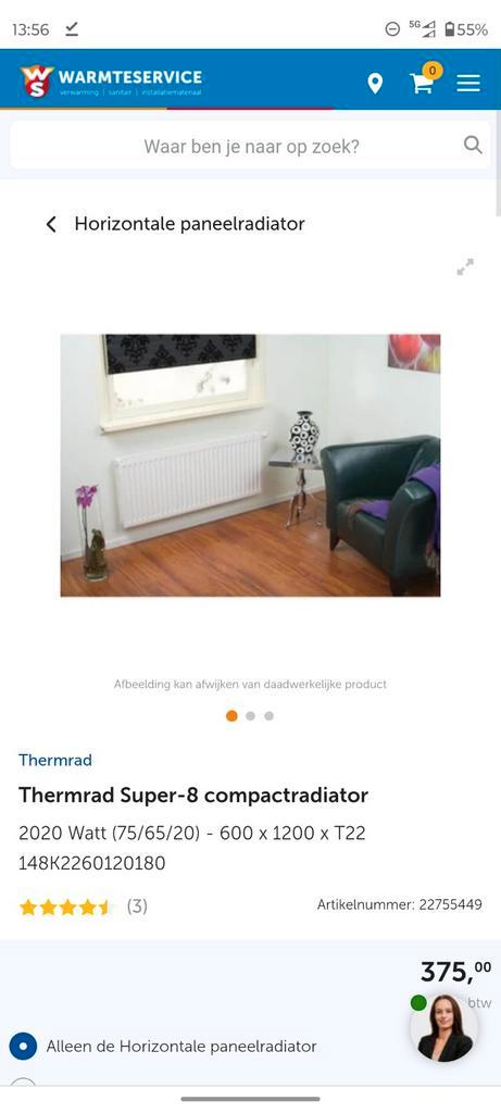 Thermrad 120x60cm Super-8 compactradiator, Doe-het-zelf en Verbouw, Verwarming en Radiatoren, Nieuw, Radiator, 800 watt of meer
