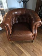 Mooie Ledere Notaris Fauteuil., Huis en Inrichting, Fauteuils, Ophalen, Nostalgisch met de rug gestikt zie foto's, 75 tot 100 cm